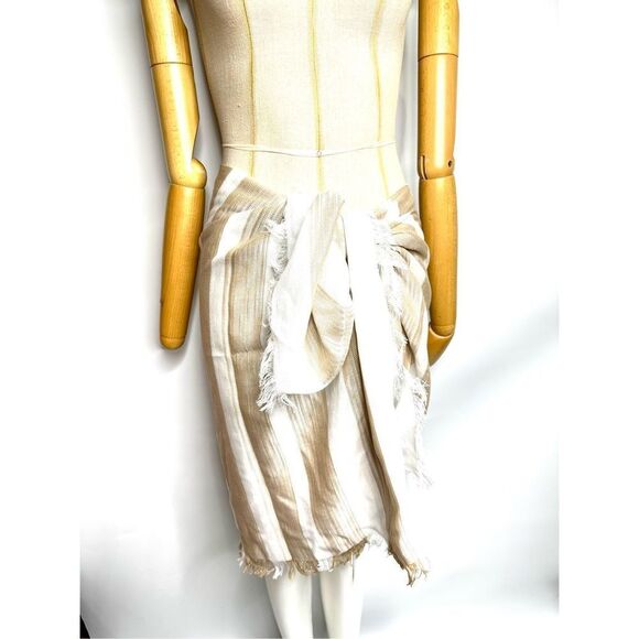 Aqua women's Ischia Striped Scarf  Beach Wrap Pashmina Camel / White - Picture 5 of 5